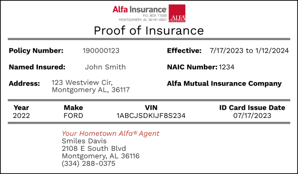 Auto ID Insurance Card
